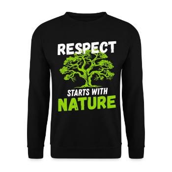 Respect starts with nature Conservation Climate Protection - Unisex Sweatshirt - black - Front - Alina (178cm) & Michal (187cm)