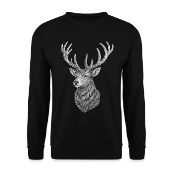 Hirsch - Unisex Pullover - Schwarz - Vorne - Alina (178cm) & Michal (187cm)