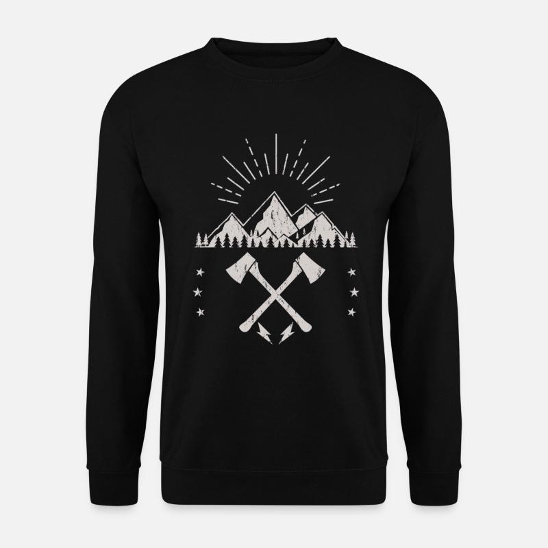 Rugged Mountain Sunrise Axe Emblem - Unisex Sweatshirt - black