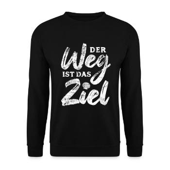 Der Weg ist das Ziel - Camino - Jakobsweg - Pilger - Unisex Pullover - Schwarz - Vorne - Alina (178cm) & Michal (187cm)