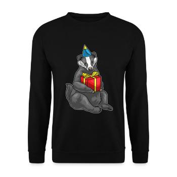 Dachs Geburtstag Partyhut - Unisex Pullover - Schwarz - Vorne - Alina (178cm) & Michal (187cm)