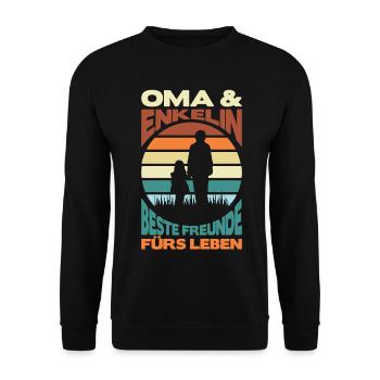 Oma und Enkelin Beste Freunde fürs Leben Retro - Unisex Pullover - Schwarz - Vorne - Alina (178cm) & Michal (187cm)