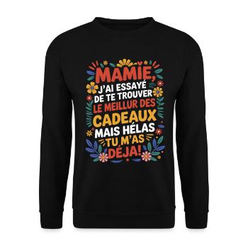 Granny Gift Mother's Day 2026 Humor Flower - Unisex Sweatshirt - black - Front - Alina (178cm) & Michal (187cm)