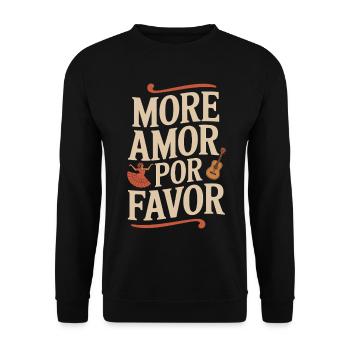 More Amor Por Favor Love Spanish Valentine's Day - Unisex Sweatshirt - black - Front - Alina (178cm) & Michal (187cm)