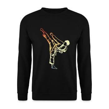 Karate Junge Vintage Look - Unisex Pullover - Schwarz - Vorne - Alina (178cm) & Michal (187cm)