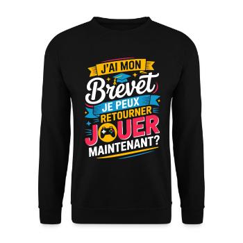 Ich habe mein Patent, ich kann zurückgehen, um Gamer zu spielen - Unisex Pullover - Schwarz - Vorne - Alina (178cm) & Michal (187cm)