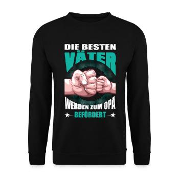 Opa Geschenk Väter Befördert Spruch Großvater - Unisex Pullover - Schwarz - Vorne - Alina (178cm) & Michal (187cm)