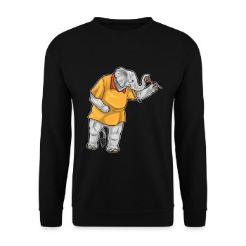 Elefant Dart Dartpfeil - Unisex Pullover - Schwarz - Vorne - Alina (178cm) & Michal (187cm)