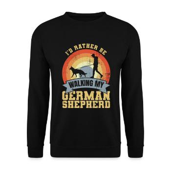 I'd Rather Be Walking My German Shepherd - Unisex Sweatshirt - black - Front - Alina (178cm) & Michal (187cm)