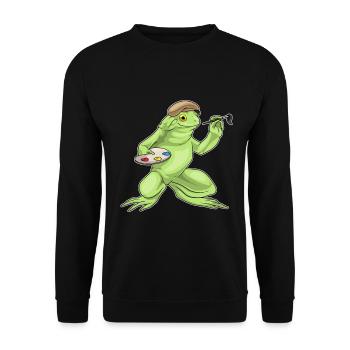 Frosch Maler Pinsel Malen - Unisex Pullover - Schwarz - Vorne - Alina (178cm) & Michal (187cm)