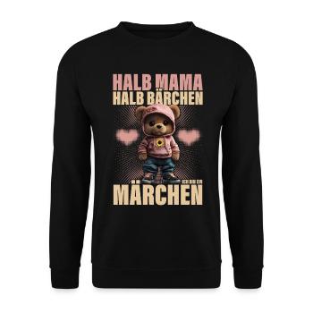 Demi-maman mi-ours conte de fées maman cadeau - Sweat-shirt Unisexe - noir - Devant - Alina (178cm) & Michal (187cm)