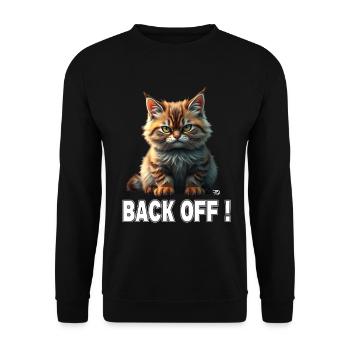 Un chat rouge mignon et maléfique dit de s’en aller ! Reculer! - Sweat-shirt Unisexe - noir - Devant - Alina (178cm) & Michal (187cm)