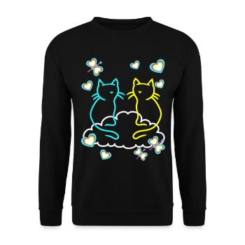 Retro Katzen Katze Kinder Mädchen Jungen Teenies - Unisex Pullover - Schwarz - Vorne - Alina (178cm) & Michal (187cm)