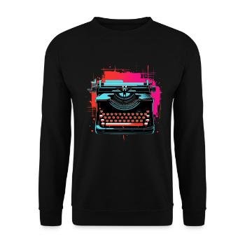 Typewriter Retrowave - Unisex Sweatshirt - black - Front - Alina (178cm) & Michal (187cm)