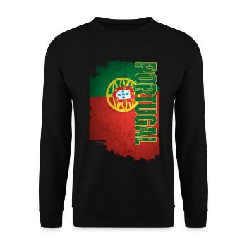 Vertikale portugiesische Flagge, portugiesischer Stolz - Unisex Pullover - Schwarz - Vorne - Alina (178cm) & Michal (187cm)