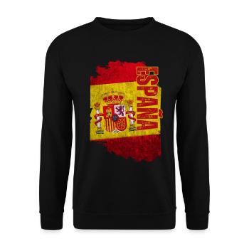 Vertikale Spanien-Flagge, ich liebe Spanien - Unisex Pullover - Schwarz - Vorne - Alina (178cm) & Michal (187cm)