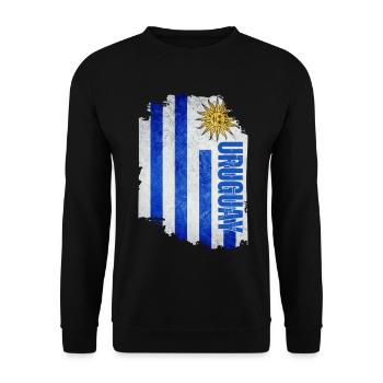 Vertikale Uruguay-Flagge, uruguayischer Stolz - Unisex Pullover - Schwarz - Vorne - Alina (178cm) & Michal (187cm)