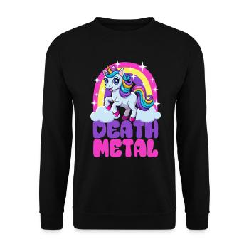 Einhorn Death Metal - Heavy Metal - Spruch - Unisex Pullover - Schwarz - Vorne - Alina (178cm) & Michal (187cm)