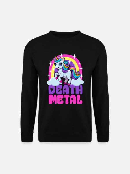 Einhorn Death Metal - Heavy Metal - Spruch - Unisex Pullover - Schwarz