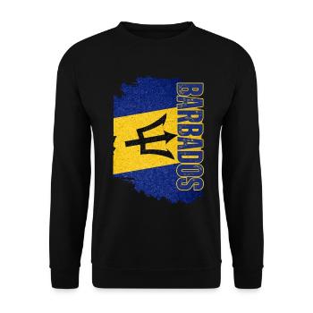 Aufrechte Barbados-Flagge, ich liebe Barbados - Unisex Pullover - Schwarz - Vorne - Alina (178cm) & Michal (187cm)