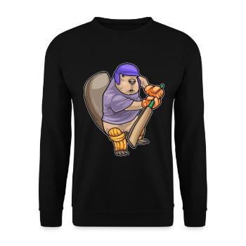 Beaver Cricket Cricket Bat - Unisex Sweatshirt - black - Front - Alina (178cm) & Michal (187cm)