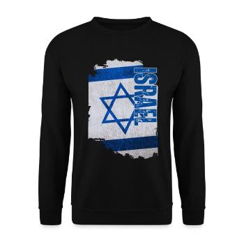 Drapeau vertical d’Israël, j’aime Israël - Sweat-shirt Unisexe - noir - Devant - Alina (178cm) & Michal (187cm)