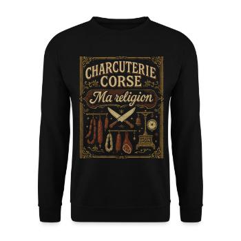 Charcuterie Corse Ma Religion - Sweat-shirt Unisexe - noir - Devant - Alina (178cm) & Michal (187cm)