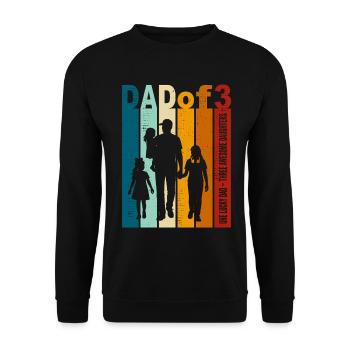 Papa & 3 Töchter Geschenk Design Vatertag - Unisex Pullover - Schwarz - Vorne - Alina (178cm) & Michal (187cm)