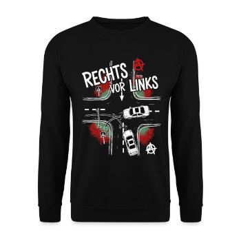 Rechts Vor Links gegen Anarchie auf der Straße - Unisex Pullover - Schwarz - Vorne - Alina (178cm) & Michal (187cm)