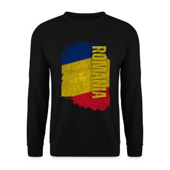 Drapeau de la Roumanie vertical, Maître Roumanie - Sweat-shirt Unisexe - noir - Devant - Alina (178cm) & Michal (187cm)
