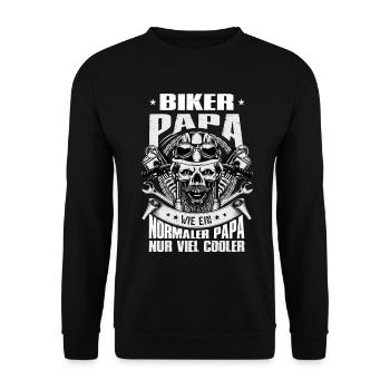 Biker Papa Geschenk Motorrad Spruch Vater - Unisex Pullover - Schwarz - Vorne - Alina (178cm) & Michal (187cm)