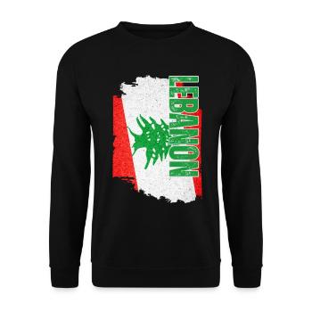 Vertikale Libanon-Flagge, Ich liebe den Libanon - Unisex Pullover - Schwarz - Vorne - Alina (178cm) & Michal (187cm)