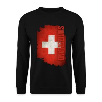 Vertikale Schweiz Flagge, ich liebe die Schweiz - Unisex Pullover - Schwarz - Vorne - Alina (178cm) & Michal (187cm)