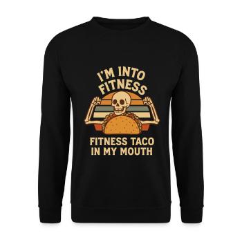 I'm into Fitness, Fitness Taco in My Mouth - Unisex Sweatshirt - black - Front - Alina (178cm) & Michal (187cm)