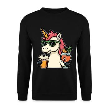 Einhorn trinken - Unisex Pullover - Schwarz - Vorne - Alina (178cm) & Michal (187cm)