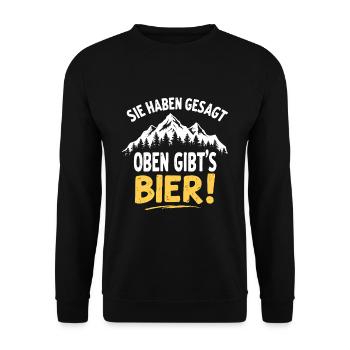 Wandern Oben gibt´s Bier - Unisex Pullover - Schwarz - Vorne - Alina (178cm) & Michal (187cm)