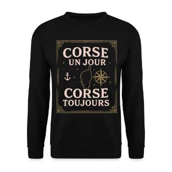 Corse Un Jour Corse Toujours - Sweat-shirt Unisexe - noir - Devant - Alina (178cm) & Michal (187cm)