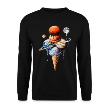 Planet Cream Waffle Cosmic One Ball - Unisex Sweatshirt - black - Front - Alina (178cm) & Michal (187cm)