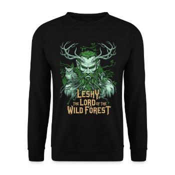 Leshy Herr des wilden Waldes Design - Unisex Pullover - Schwarz - Vorne - Alina (178cm) & Michal (187cm)