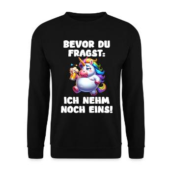 Betrunkenes Einhorn Bier Lustiges Unicorn - Unisex Pullover - Schwarz - Vorne - Alina (178cm) & Michal (187cm)