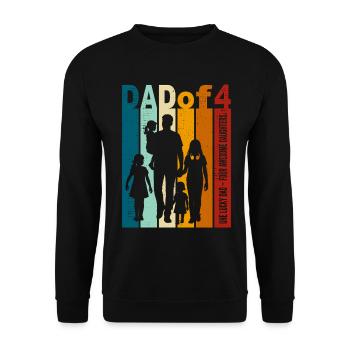 Papa & 4 Töchter Geschenk Design Vatertag - Unisex Pullover - Schwarz - Vorne - Alina (178cm) & Michal (187cm)