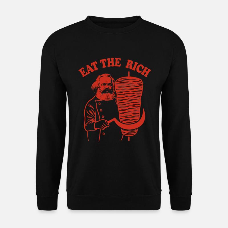 Eat the rich - Karl Marx Cartoon - Döner Kebab - Unisex Pullover - Schwarz