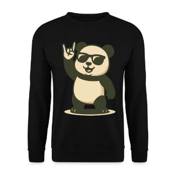 Rockin’ Panda Vibes - Unisex Pullover - Schwarz - Vorne - Alina (178cm) & Michal (187cm)