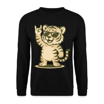 Rock’n’Roar Tiger - Unisex Pullover - Schwarz - Vorne - Alina (178cm) & Michal (187cm)