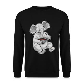 Elefant Koch Ramen Kochen - Unisex Pullover - Schwarz - Vorne - Alina (178cm) & Michal (187cm)