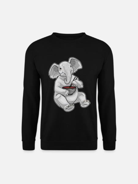 Elefant Koch Ramen Kochen - Unisex Pullover - Schwarz