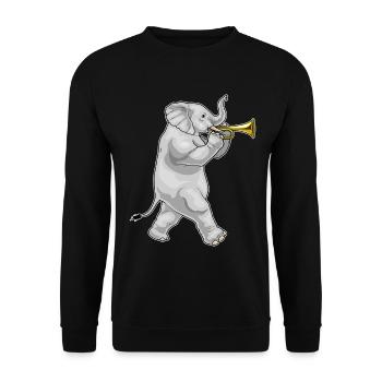 Elefant Musiker Trompete Musik - Unisex Pullover - Schwarz - Vorne - Alina (178cm) & Michal (187cm)