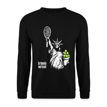 Conception de la Statue de la Liberté « Dans le tennis, nous avons confiance » - Sweat-shirt Unisexe - noir - Devant - Alina (178cm) & Michal (187cm)