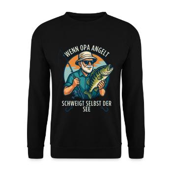 Angler Grandpa - Funny Angler Grandpa Design - Sweat-shirt Unisexe - noir - Devant - Alina (178cm) & Michal (187cm)