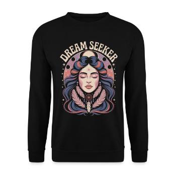 Dream Seeker Mystic Moon Phase Artwork - Unisex Sweatshirt - black - Front - Alina (178cm) & Michal (187cm)